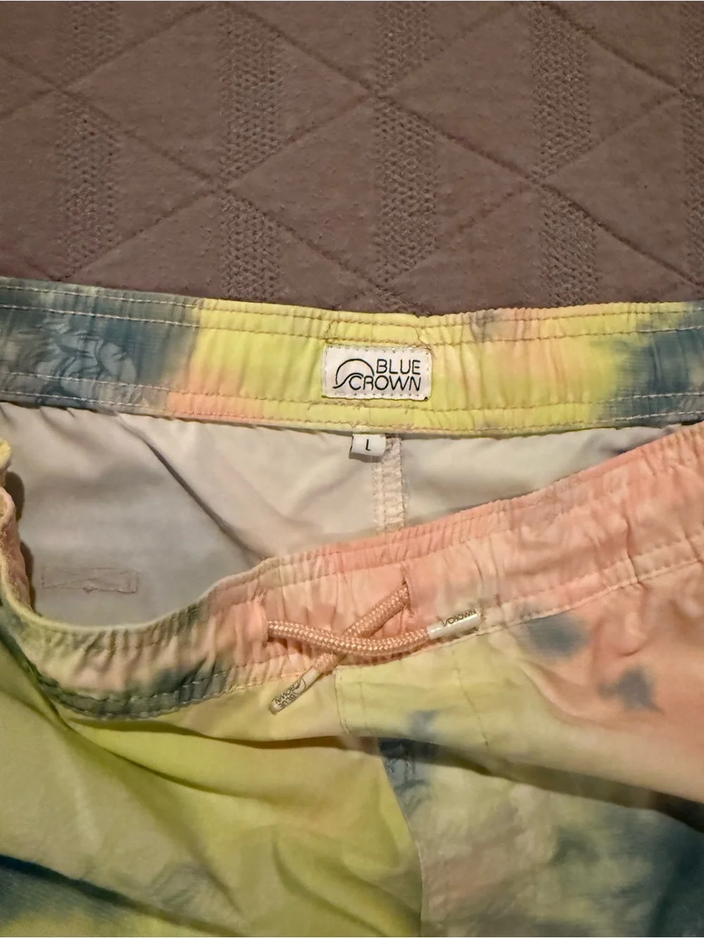 Blue Crown  Kids Tie-Dye Pineapple Swim Trunks - Pastel Yellow, Blue & Pink